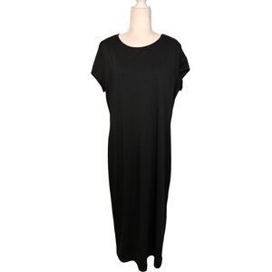 Merokeety short sleeve black shirt dress - XL